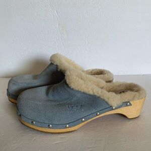 UGG Light Blue Kalie Suede Clogs Size 8